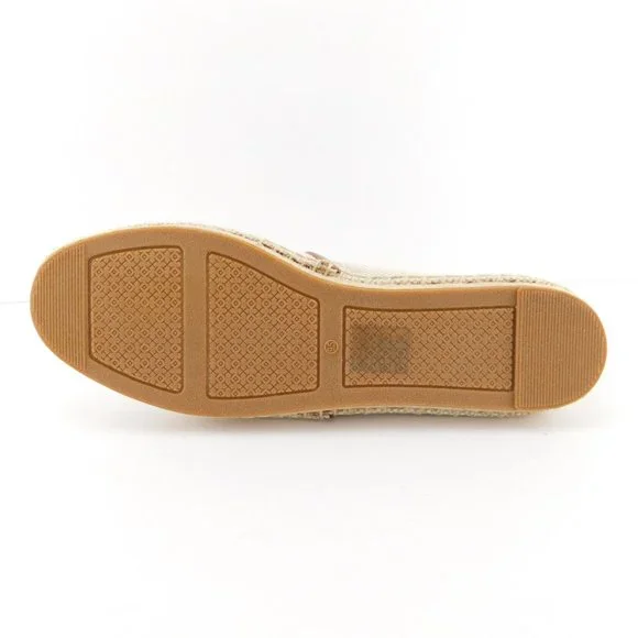 New TORY BURCH Natural Beige Tan Canvas Logo Slip-on Flat Espadrilles 9.5